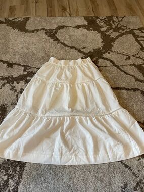 Forever 21 White Tiered A-Line Midi Skirt